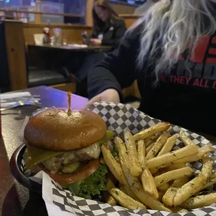 Burger and fries