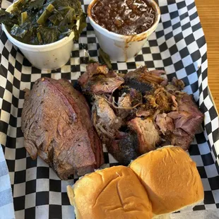 2 meat combo, tri tip and pulled pork.