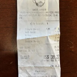 Our receipt