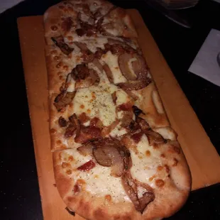Bacon, grilled onion Flatbread Pizza- delish!!
