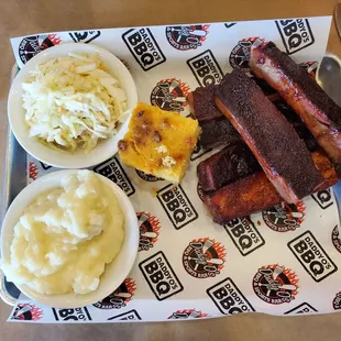 1/2 Rack of St. Louis Ribs with Mashed Potatoes and Coleslaw