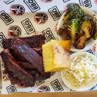 1/2 Rack of St. Louis Ribs with Brussel Sprouts and Coleslaw