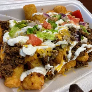 a close up of a tray of food