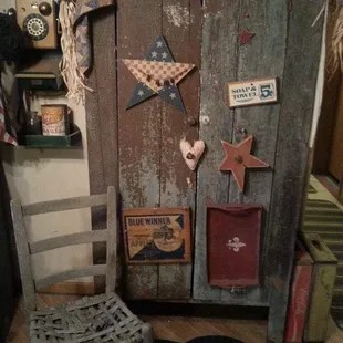 We here at Daddy's Barn Pickins Antiques, Thrift &amp; More absolutely love old things such as this old early cabinet...