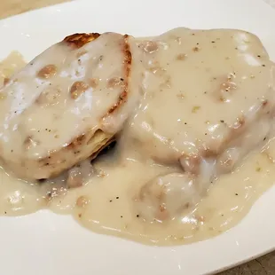 Side of biscuit with gravy
