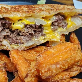Patty Melt w/ Sweet Potato Fries
