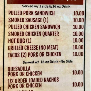 menu