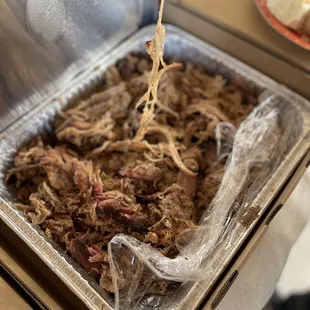 pulled pork in a pan