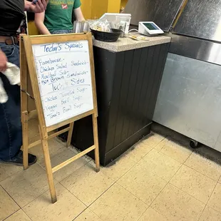 Daily special menu and register