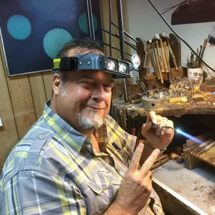 Pat doing what he loves making and modifying Fine Jewelry!