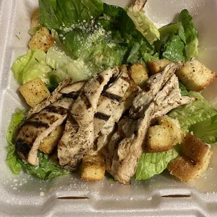 Caesar salad with grilled chicken no fries