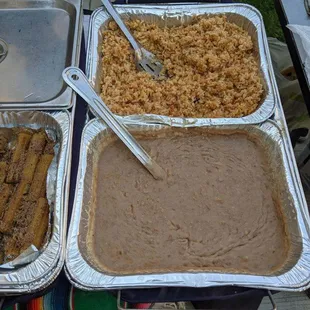 Beans, rice and churros