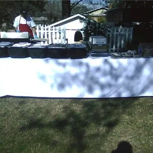 back yard set up buffet