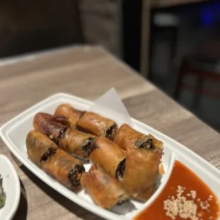 two plates of food on a table