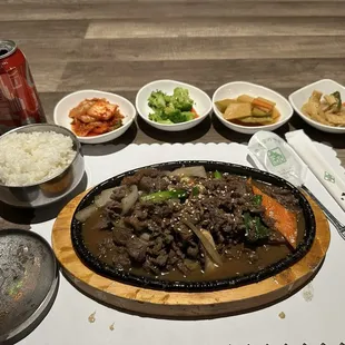 Beef Bulgogi and comes with all the fixings.