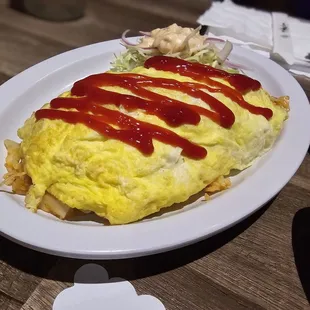 Omelet fried rice with spam