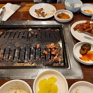 various dishes of food on a table
