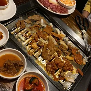 various dishes of food
