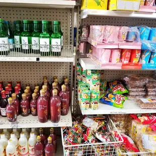 Some korean wine and snacks