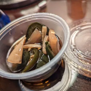 Marinated onions and jalapenos
