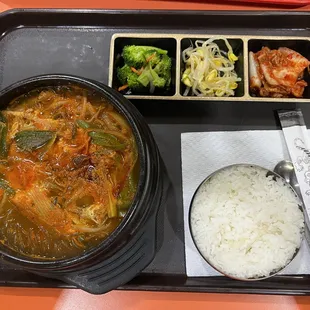 Jukgae Jang (spicy beef soup).