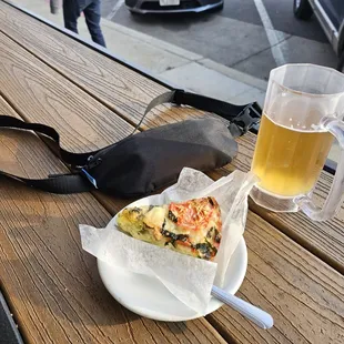 Veggie fritatta and a cold brew.