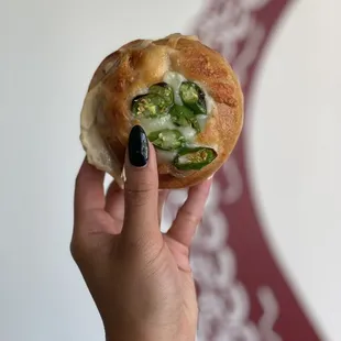 Toasted Serrano Pepper &amp; Asiago Bagel w/ Calabrian Pepper &amp; Honey Shmear