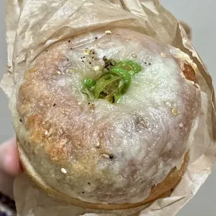 Serrano bagel with honey butter cream cheese