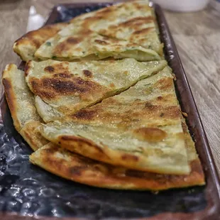 a plate of flatbreads
