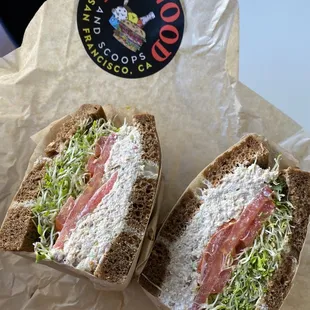 My go to sandwich! Tuna on rye with sprouts!