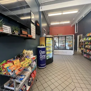 the inside of a deli shop