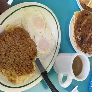 COUNTRY FRIED STEAK AND TWO EGGS