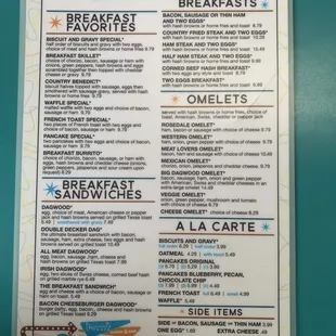 Breakfast menu