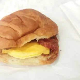 bacon egg and cheese croissant, total $3.33