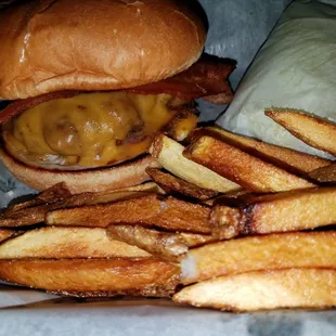 My quarter-pound burger with cheddar &amp; bacon