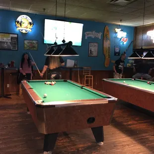 two pool tables in a pub