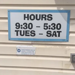 Note the hours