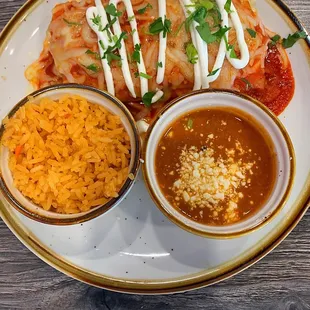 Beef Dahlia Burrito - served with rice &amp; beans. Delicious flavors.