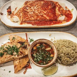 Tacos and Dahlia Burrito