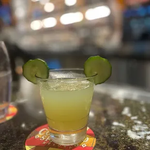 Another drink by Daniel! It had lime, cucumber, vodka, and some other stuff - very refreshing!