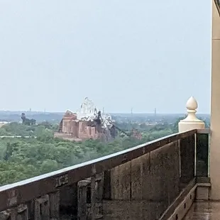 a view of the city from a balcony