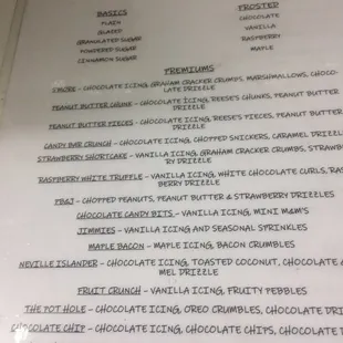 a list of chocolates