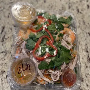 Goi ngo sen, sua, tom, thit; Lotus salad with pork, shrimp, and jellyfish, $12 per pound, tray in picture has 2 pounds-$24