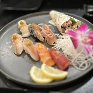 DAI SUSHI SET (7 pcs): Served w/miso soup, salad, crab hand roll | $19.99