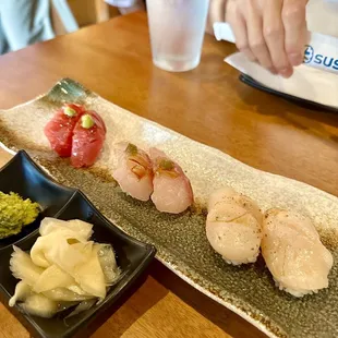Japanese Scallop, Bluefin Tuna (forgot the third one)