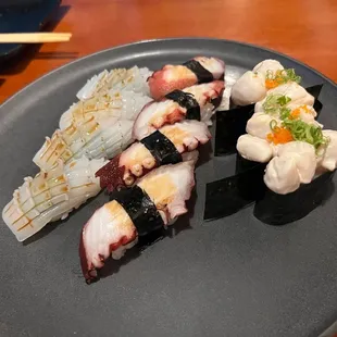 Squid, octopus  and scallop