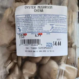 $6.99 lbs oyster mushrooms 8/30/23