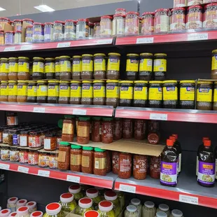 jars of sauces and condiments