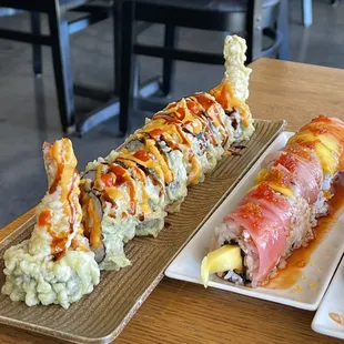 a sushi roll on a plate