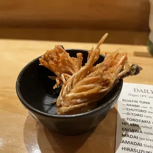 Fried blue shrimp head